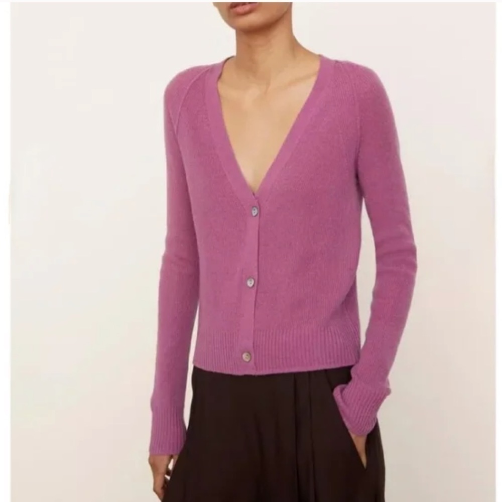 Vince | Cashmere Knit Short Raglan Sleeve Cardigan Size XXS New Camelia Purple